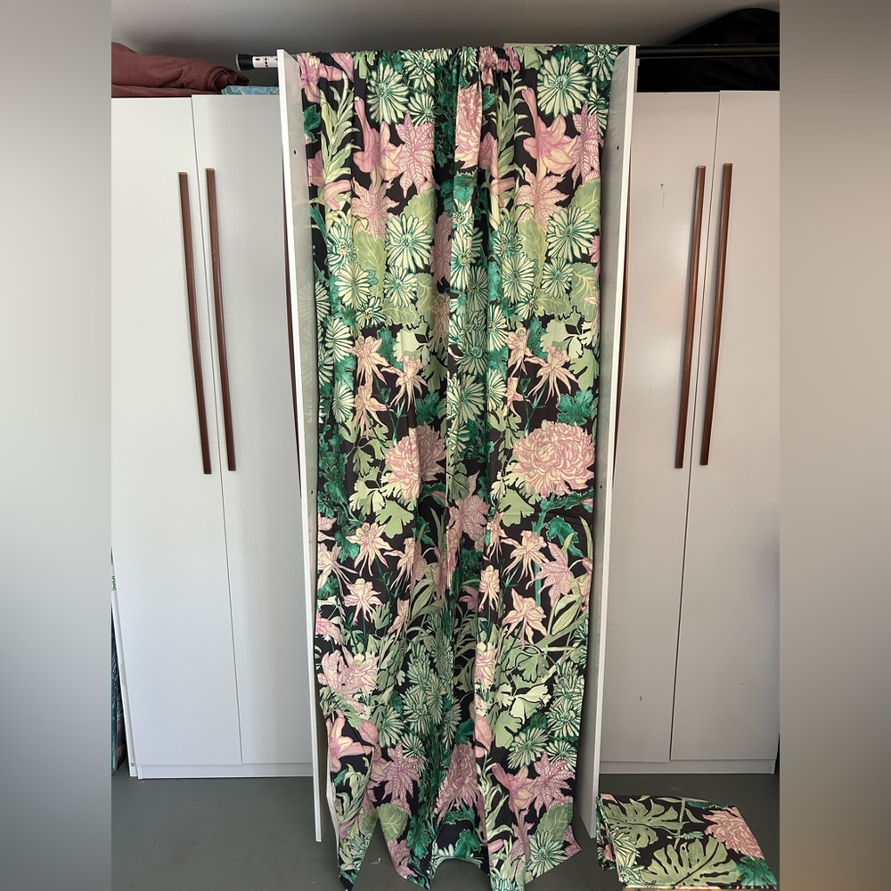 Floral Green and Pink Curtains from Urban Outfitters two panels 52 x 84